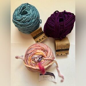 3 skeins Super Bulky. Mad Tosh ASAP/Malabrigo Rasta.  See pics & details below.
